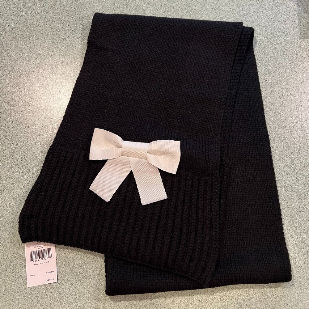 Kate Spade Black and Ivory Bow Scarf